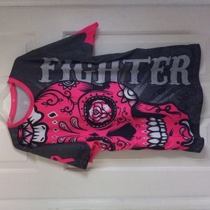 HOT PINK TOP WITH SCULL